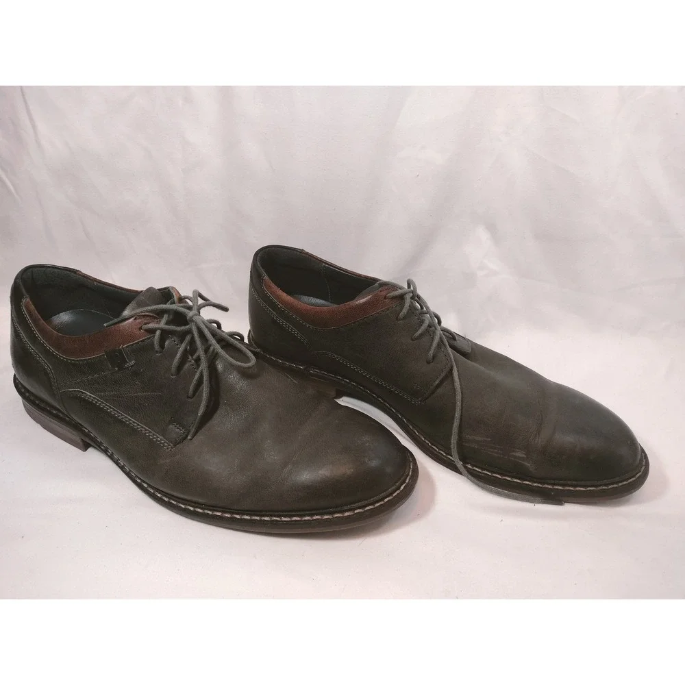 Josef‎ Seibel Earl: Leather Lace Up Oxford Shoes Dark Gray